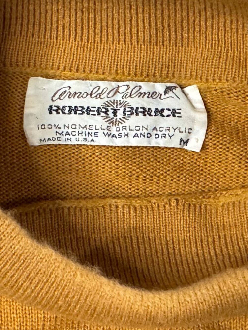 Vintage 70s Arnold Palmer Robert Bruce Turtleneck Sweater Gold Orange M Knit S/M - Picture 2 of 7